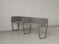 Бенч-система в 1 ряд, 2 рабочих места 5 тканевых экранов 2700x800x750 RM174-1-27x8 Дуб Маувелла/Серый
