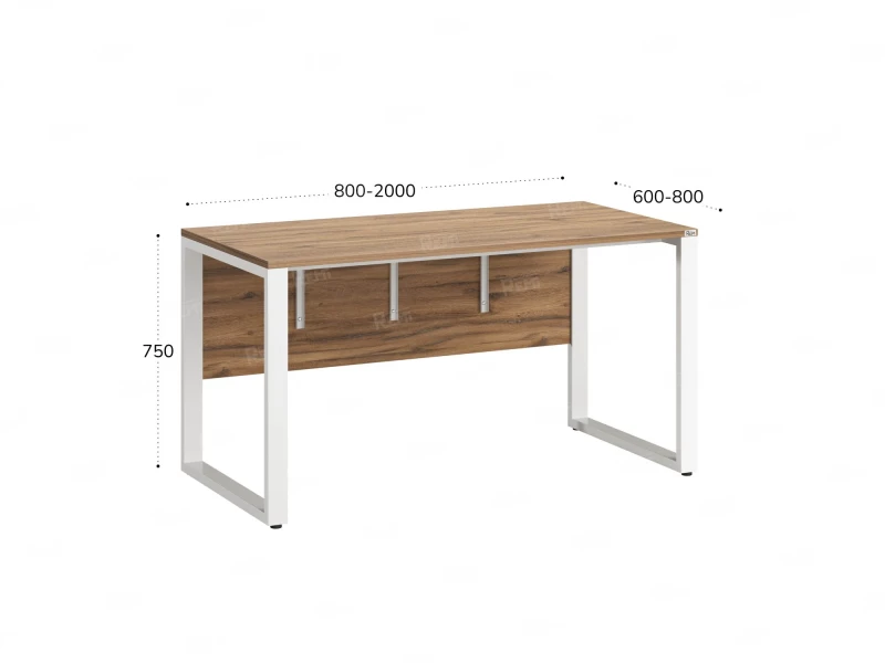 Стол прямой на О-образных опорах, экран ЛДСП 1000x600x750 RM006-10x6 Дуб Юстус/Белый