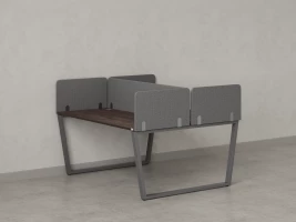 Бенч-система, 2 рабочих места, 5 тканевых экранов 1600x1600x750 RM172-3-16x16 Дуб Апрельский шоколад/Серый