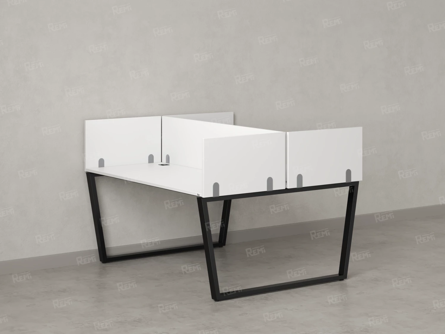 Бенч-система, 2 рабочих места, 5 ЛДСП экранов 1200x1200x750 RM172-4-12x12 Белый/Черный