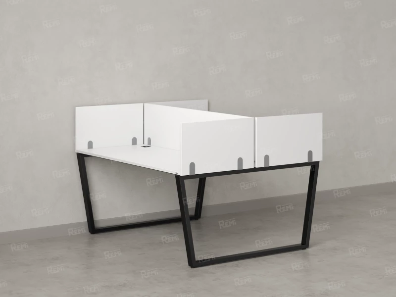 Бенч-система, 2 рабочих места, 5 ЛДСП экранов 1200x1200x750 RM172-4-12x12 Белый/Черный
