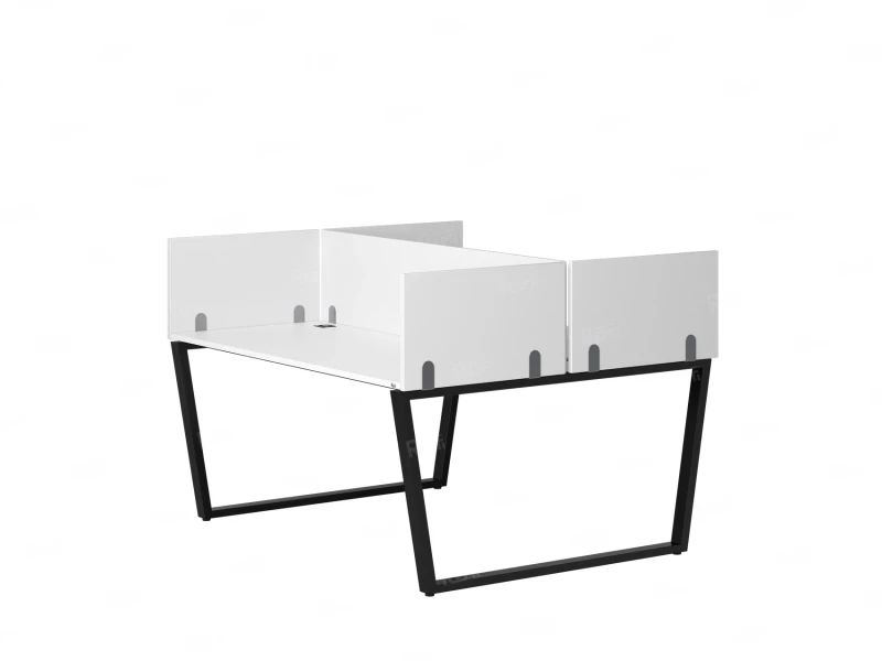 Бенч-система, 2 рабочих места, 5 ЛДСП экранов 1200x1200x750 RM172-4-12x12 Белый/Черный