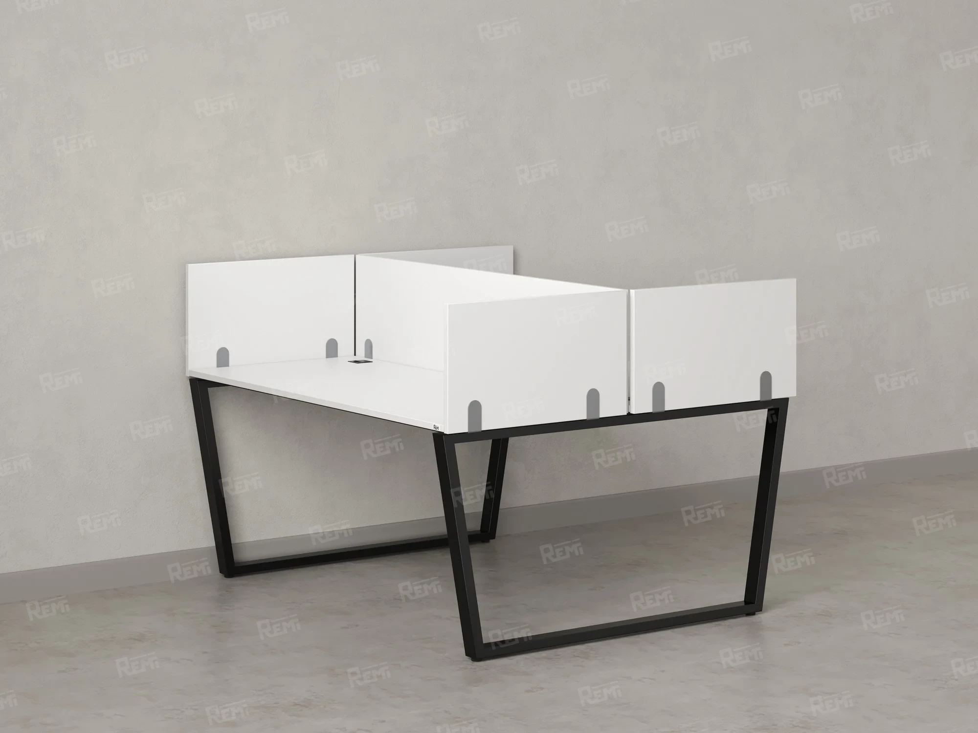 Бенч-система, 2 рабочих места, 5 ЛДСП экранов 1200x1200x750 RM172-4-12x12 Белый/Черный