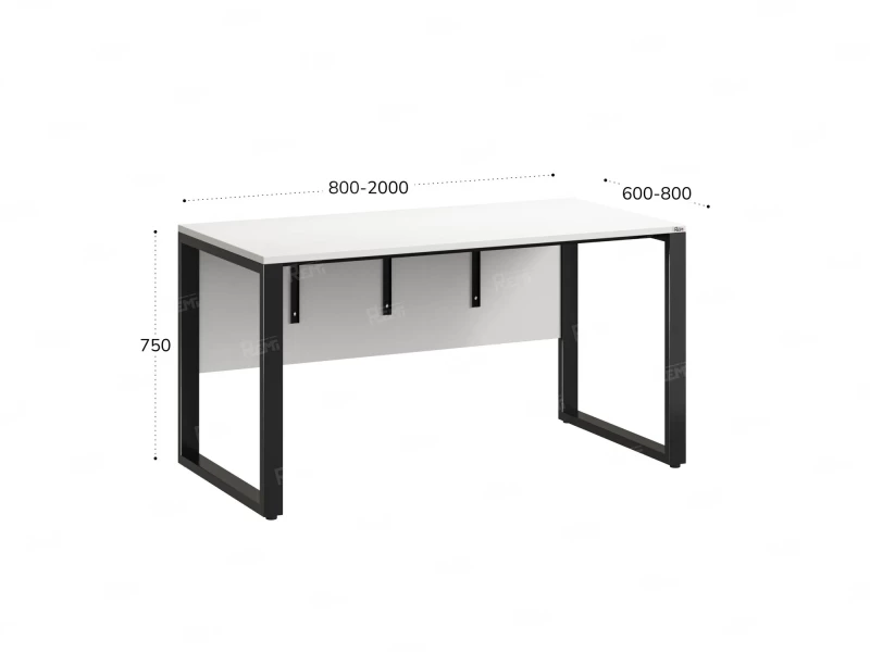 Стол прямой на О-образных опорах, экран ЛДСП 1800x800x750 RM006-18x8 Белый/Черный