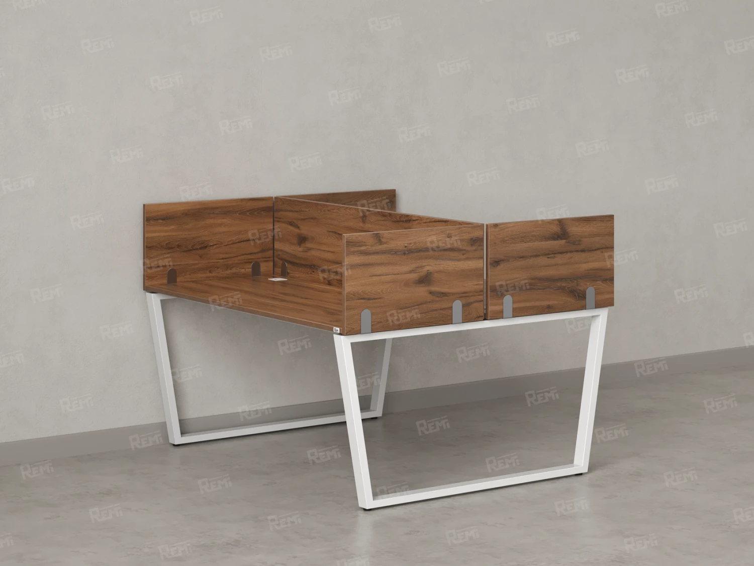 Бенч-система, 2 рабочих места, 5 ЛДСП экранов 1600x1200x750 RM172-4-16x12 Дуб Юстус/Белый