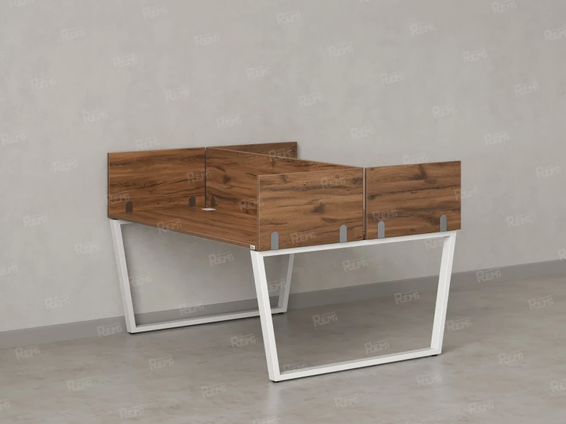 Бенч-система, 2 рабочих места, 5 ЛДСП экранов 1600x1200x750 RM172-4-16x12 Дуб Юстус/Белый