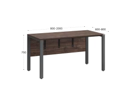 Стол прямой на П-образных опорах, экран ЛДСП 1200x800x750 RM005-12x8 Дуб Апрельский шоколад/Серый