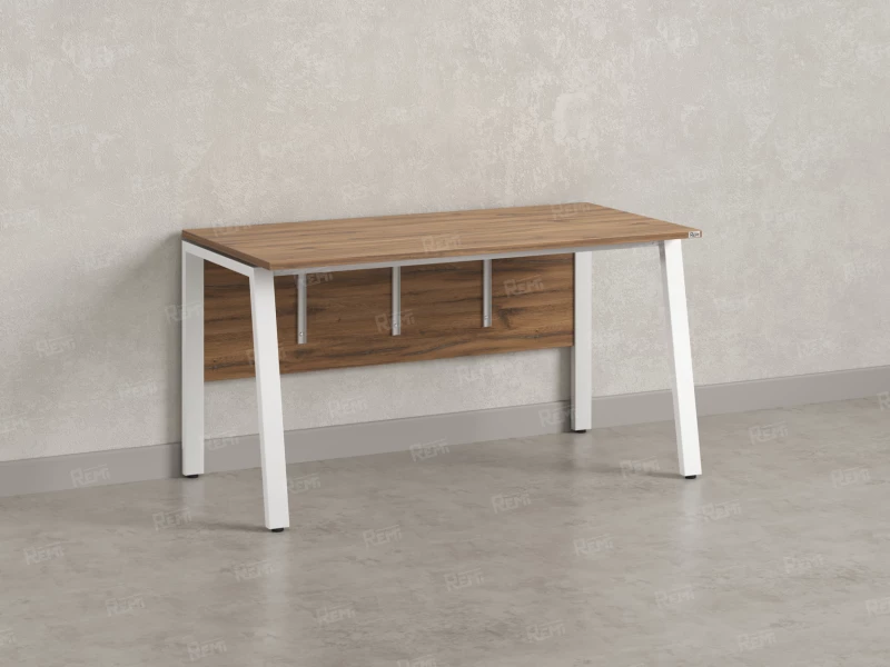 Стол прямой, Л-опора, экран ЛДСП,парящая стол-ца 2000x800x750 RM009-20x8 Дуб Юстус/Белый