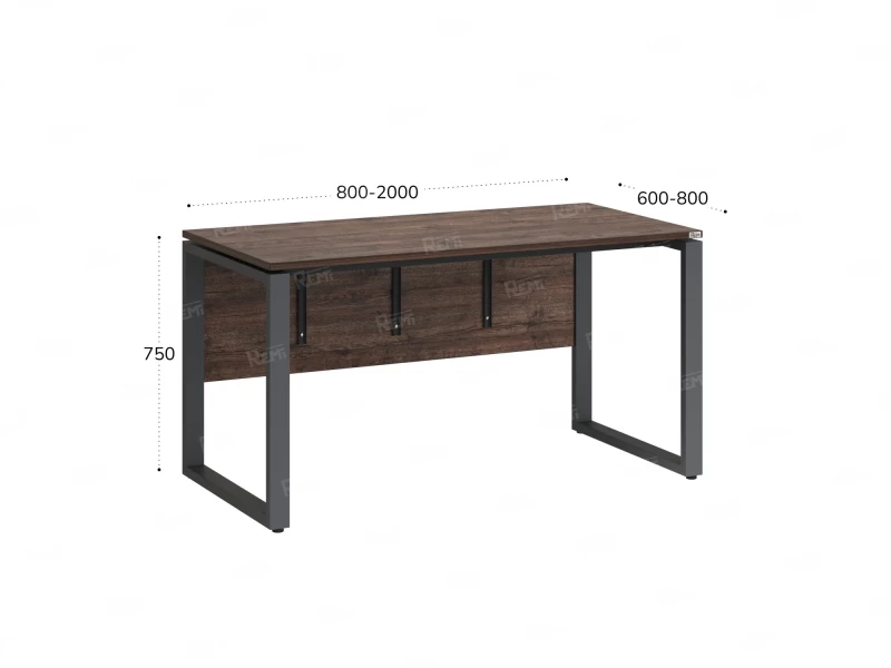 Стол прямой, О-опоры, экран ЛДСП,парящая стол-ца 1200x600x750 RM008-12x6 Дуб Апрельский шоколад/Серый