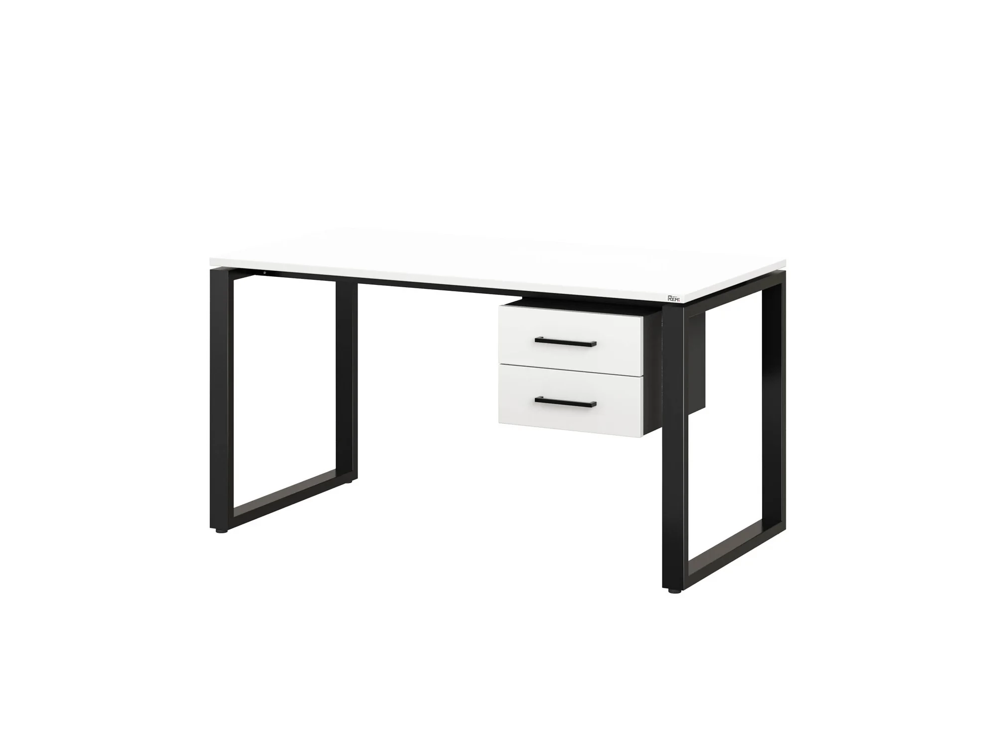 Стол прямой с подвесной тумбой 2 ящика, О-опора 1600x800x750 RM037-16x8 Белый/Черный