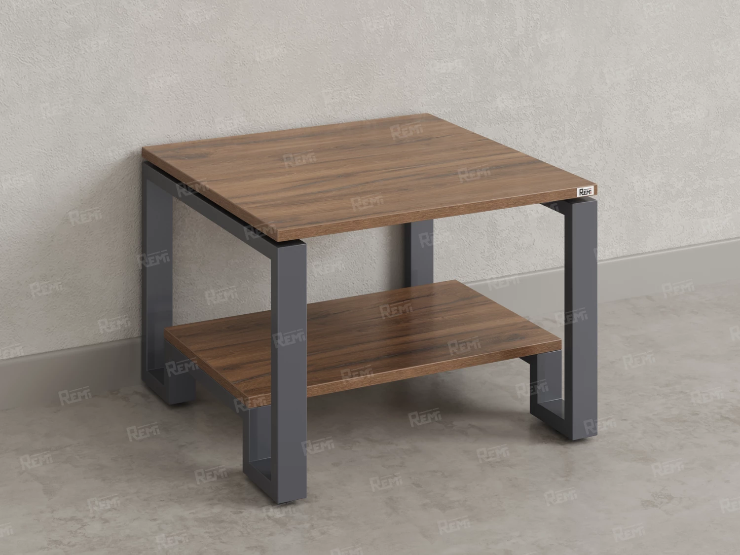 Журнальный стол с полкой 800x600x550 RM181-8x6 Дуб Юстус/Серый