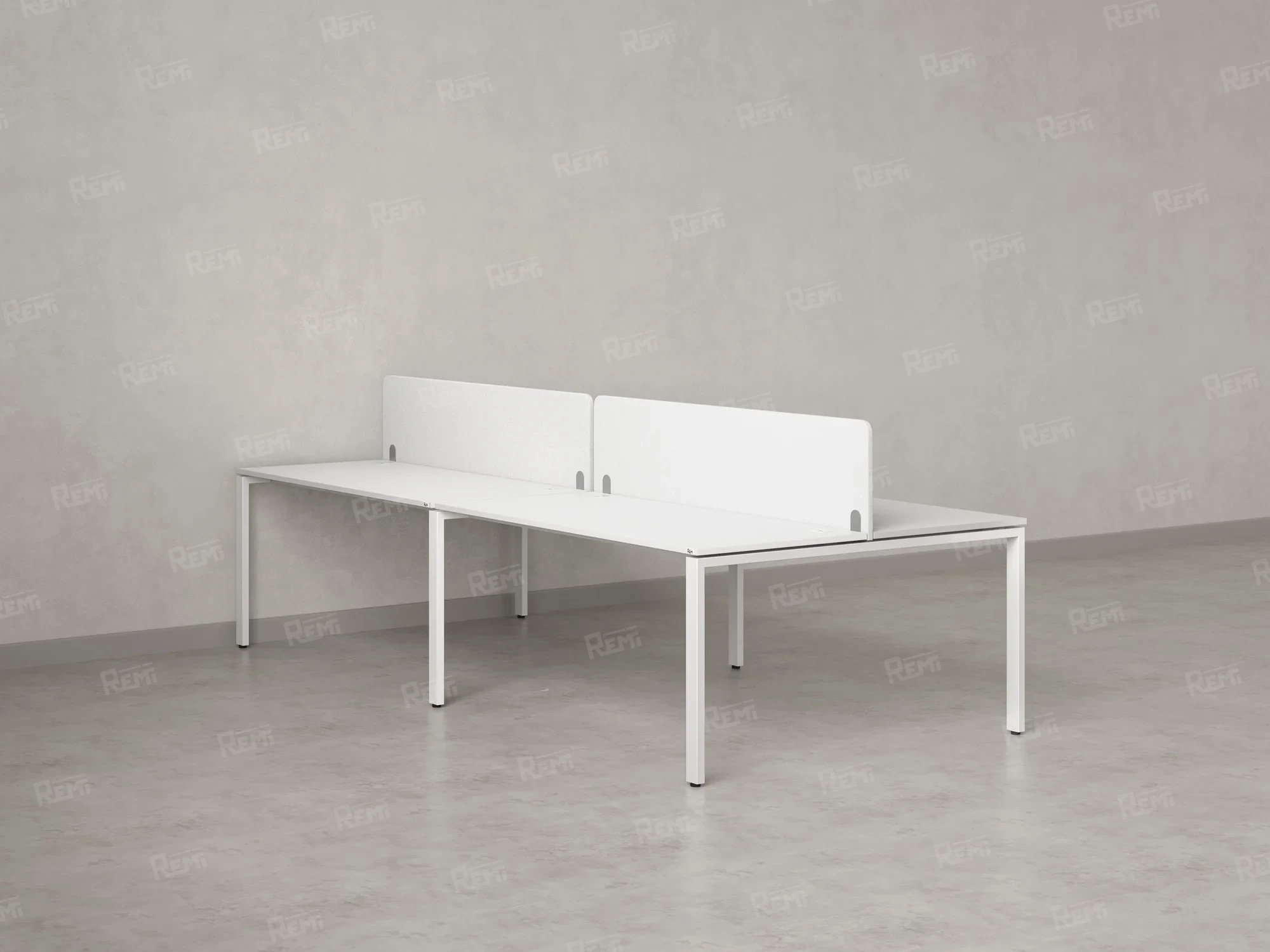 Бенч-система, 4 рабочих места, на П-образных опорах, 2 тканевых экранов 3600x1200x750 RM166-3-18x12 Белый/Белый