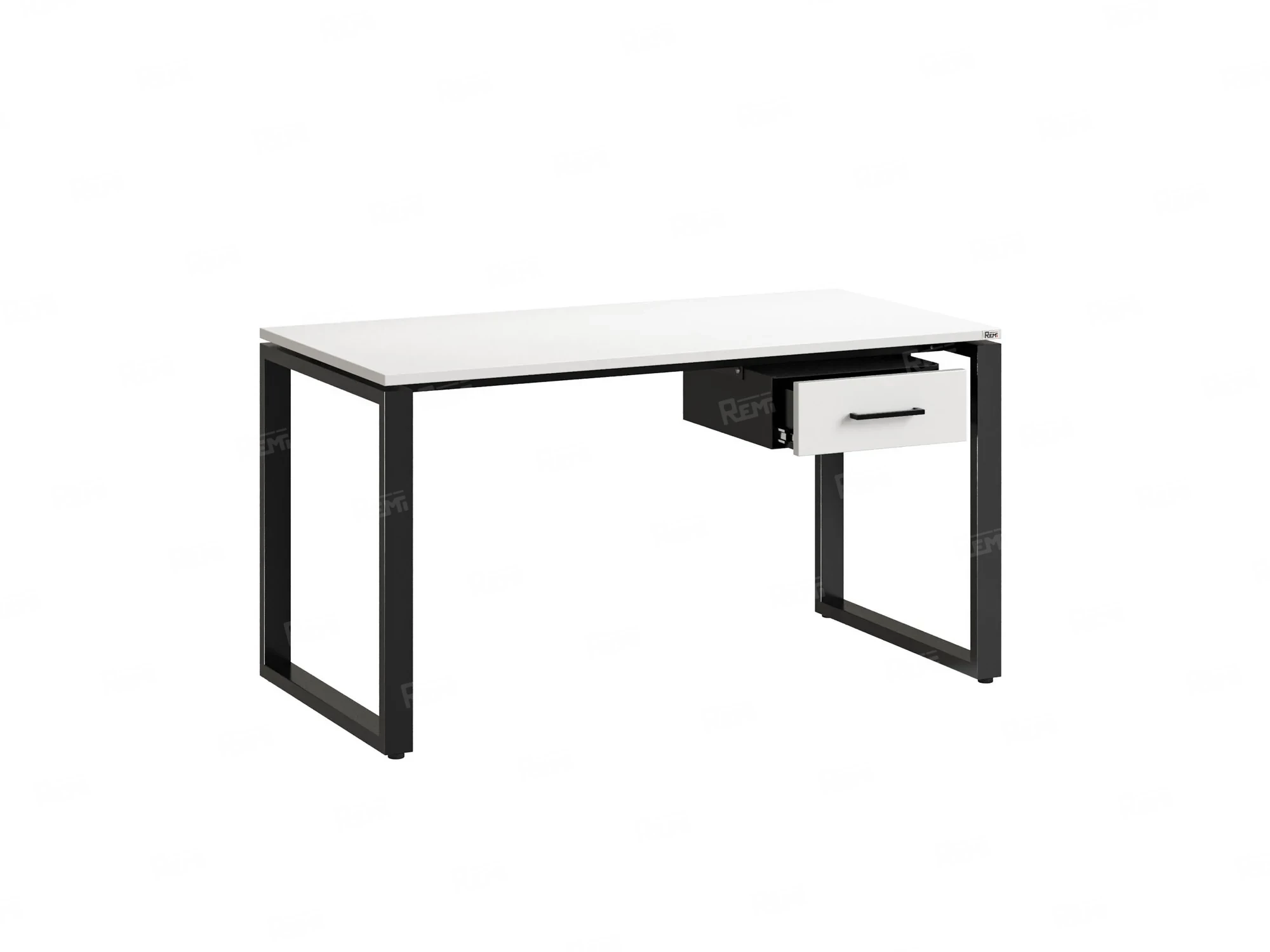 Стол прямой с подвесной тумбой, О-опора 2000x700x750 RM036-20x7 Белый/Черный