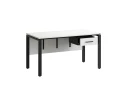 Стол прямой, подвесная тумба, ЛДСП экран, П-опора 1600x600x750 RM030-16x6 Белый/Черный