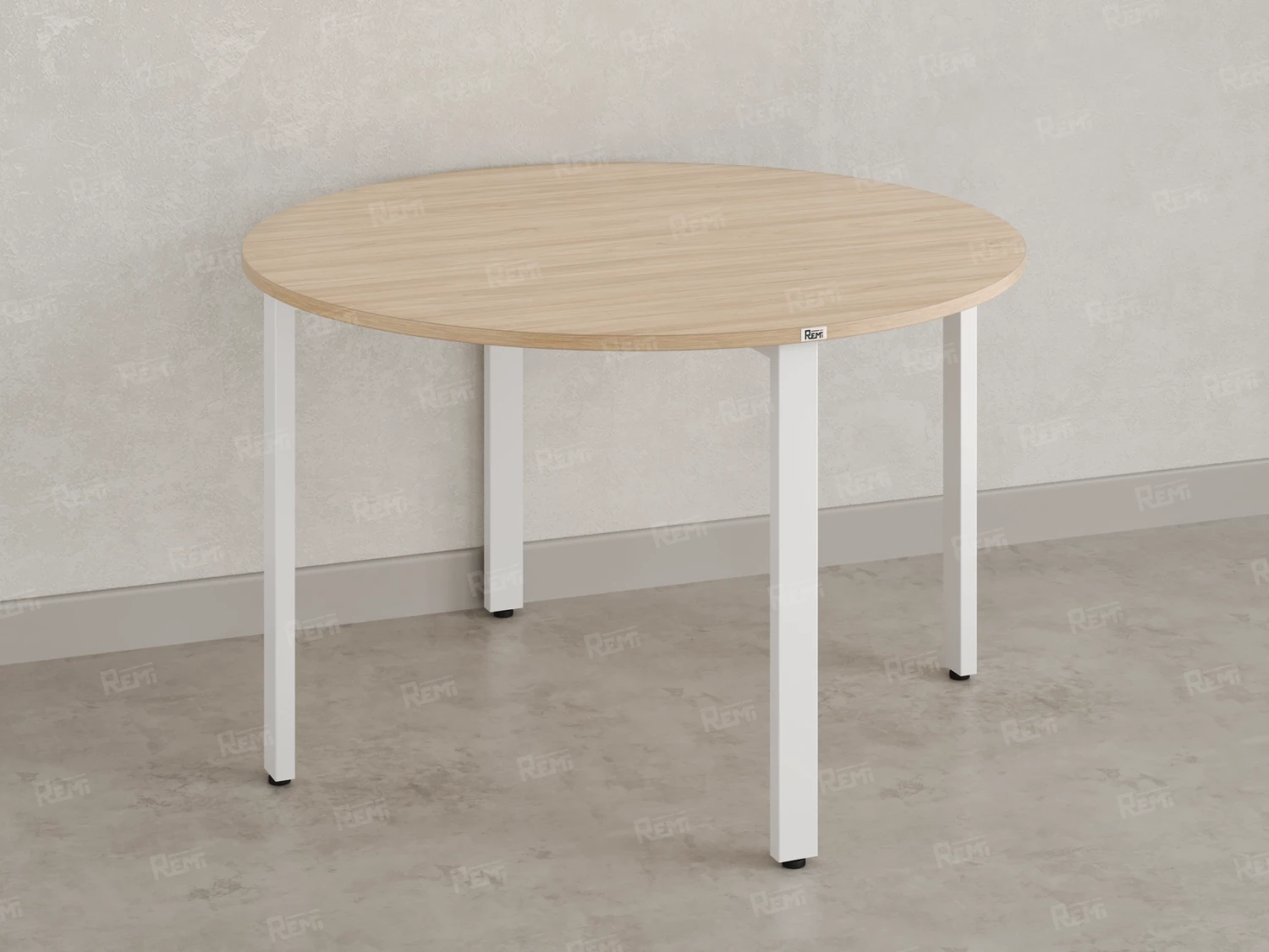 Круглый стол на П-образных опорах 1200x1200x750 RM186-12x12 Вяз Швейцарский светлый/Белый