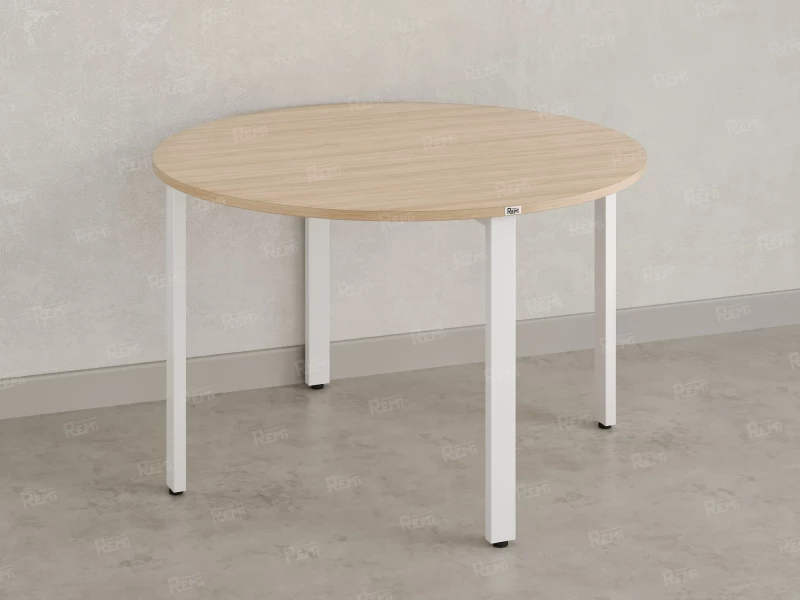 Круглый стол на П-образных опорах 1200x1200x750 RM186-12x12 Вяз Швейцарский светлый/Белый