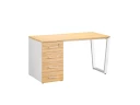 Стол прямой, с тумбой на U-образных опоре, левый 1800x700x750 RM100-18x7 Вяз Швейцарский светлый/Белый