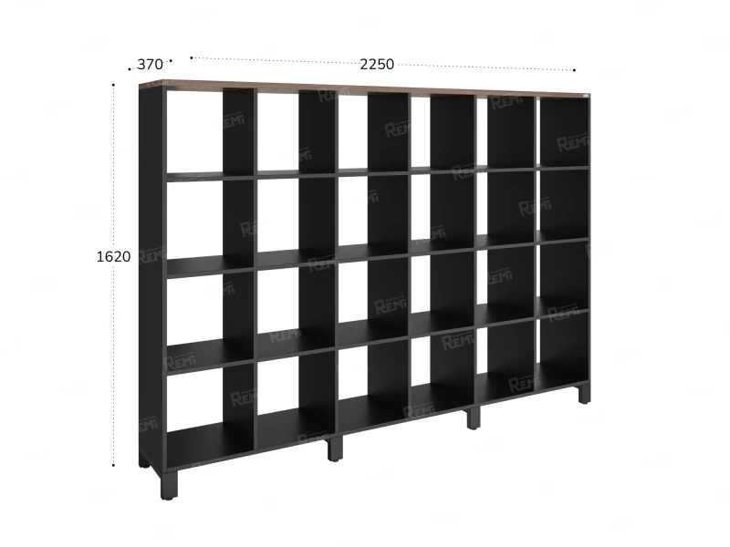 Стеллаж, 24 ячейки 2250х370х1620 RM141-225x37 Дуб Апрельский шоколад/Черный