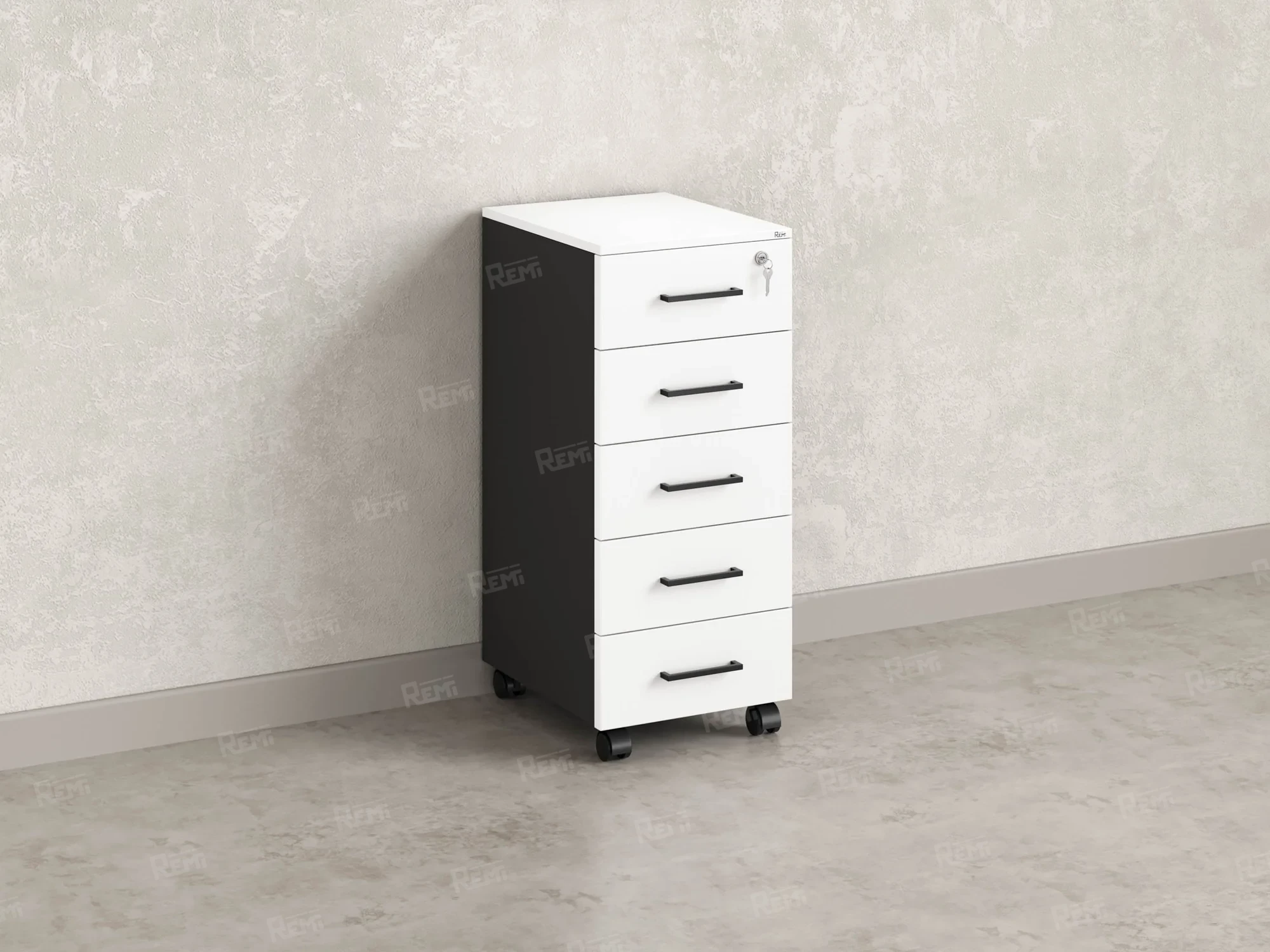 Тумба мобильная, 5 ящиков 400x500x960 RM122-40x50 Белый/Черный