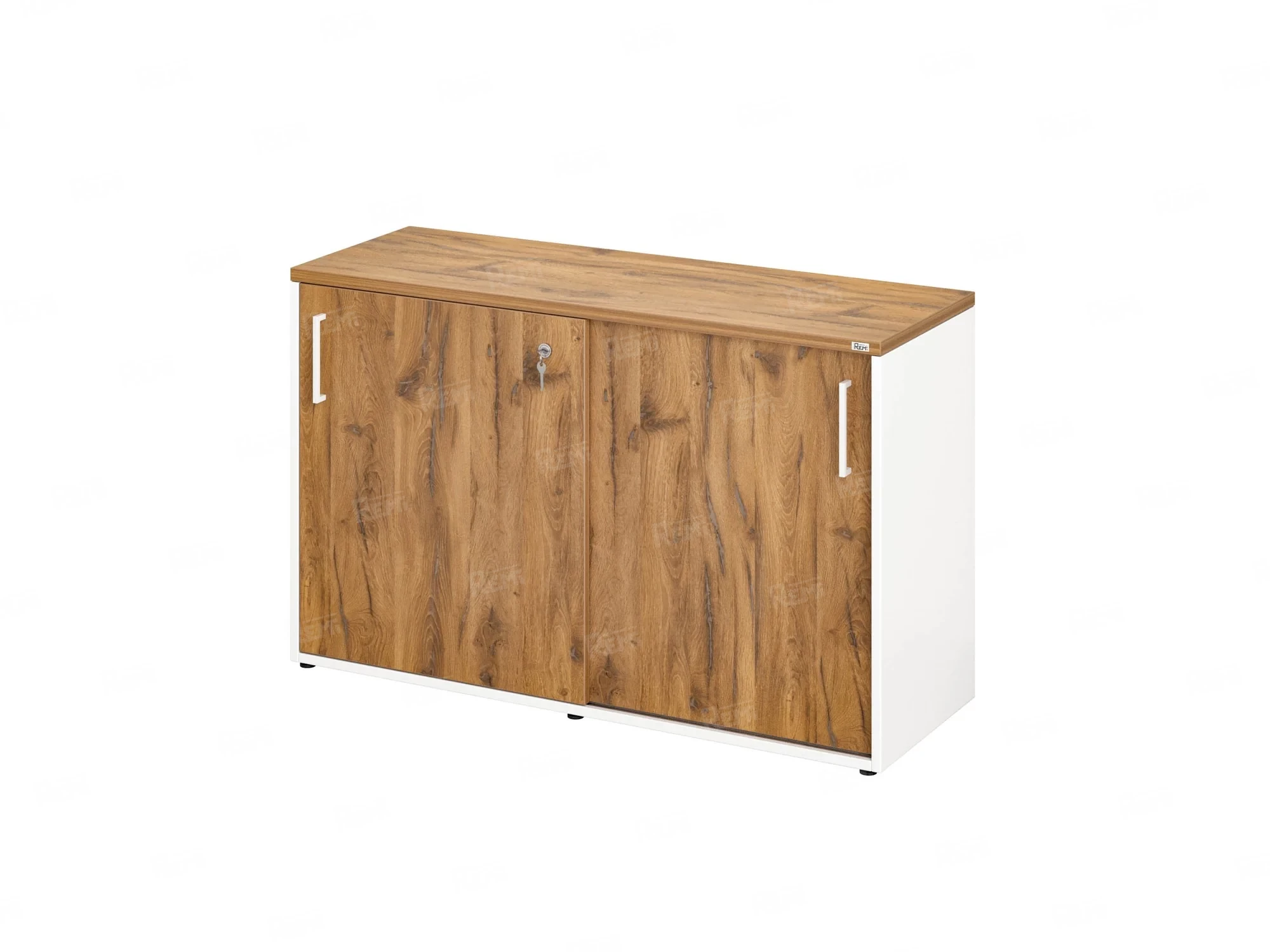 Низкий шкаф-купе на регулируемых опорах 1200x420x750 RM125-120x42 Дуб Юстус/Белый