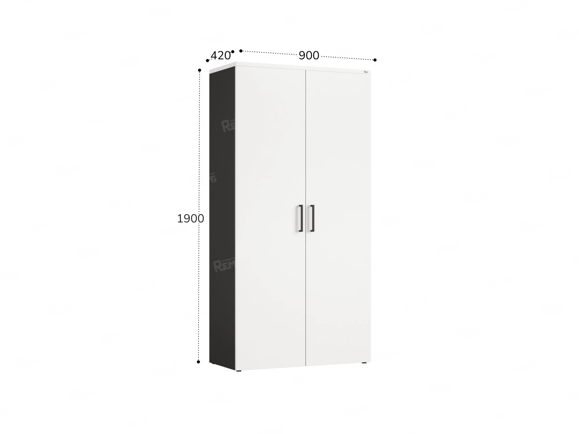 Шкаф распашной, регулируемые опоры, 5 уровней 900x420x1800 RM153-90x41 Белый/Черный