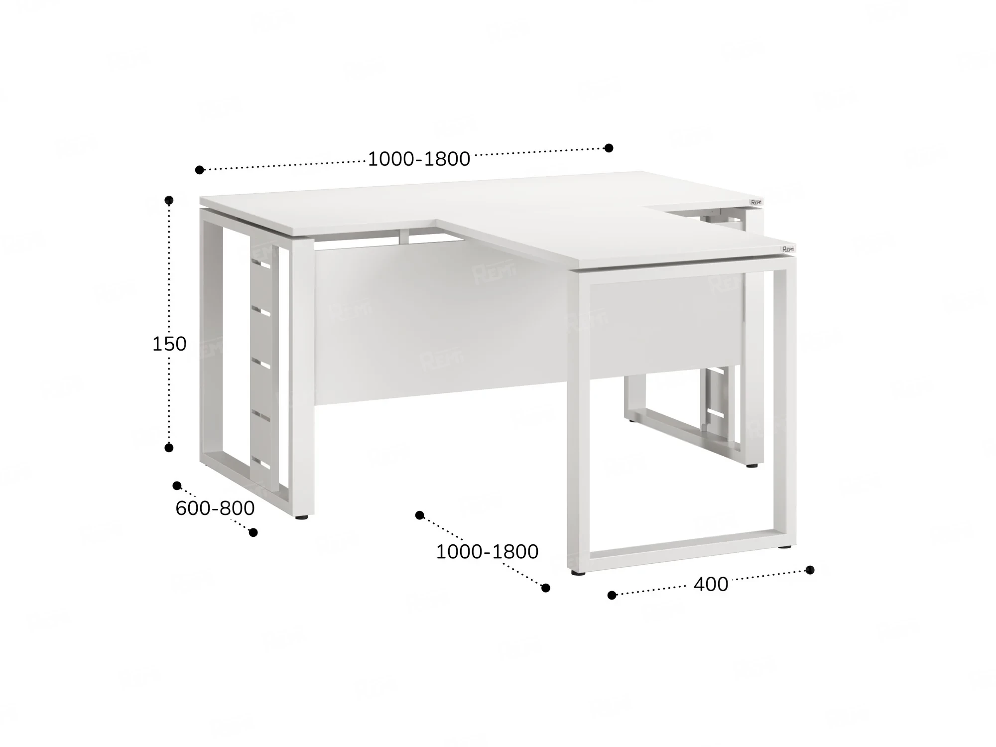 Стол с брифингом с парящей столешницей на О-образных опорах с экраном ЛДСП RM045-14x8 1400x2200x750 Белый/Белый