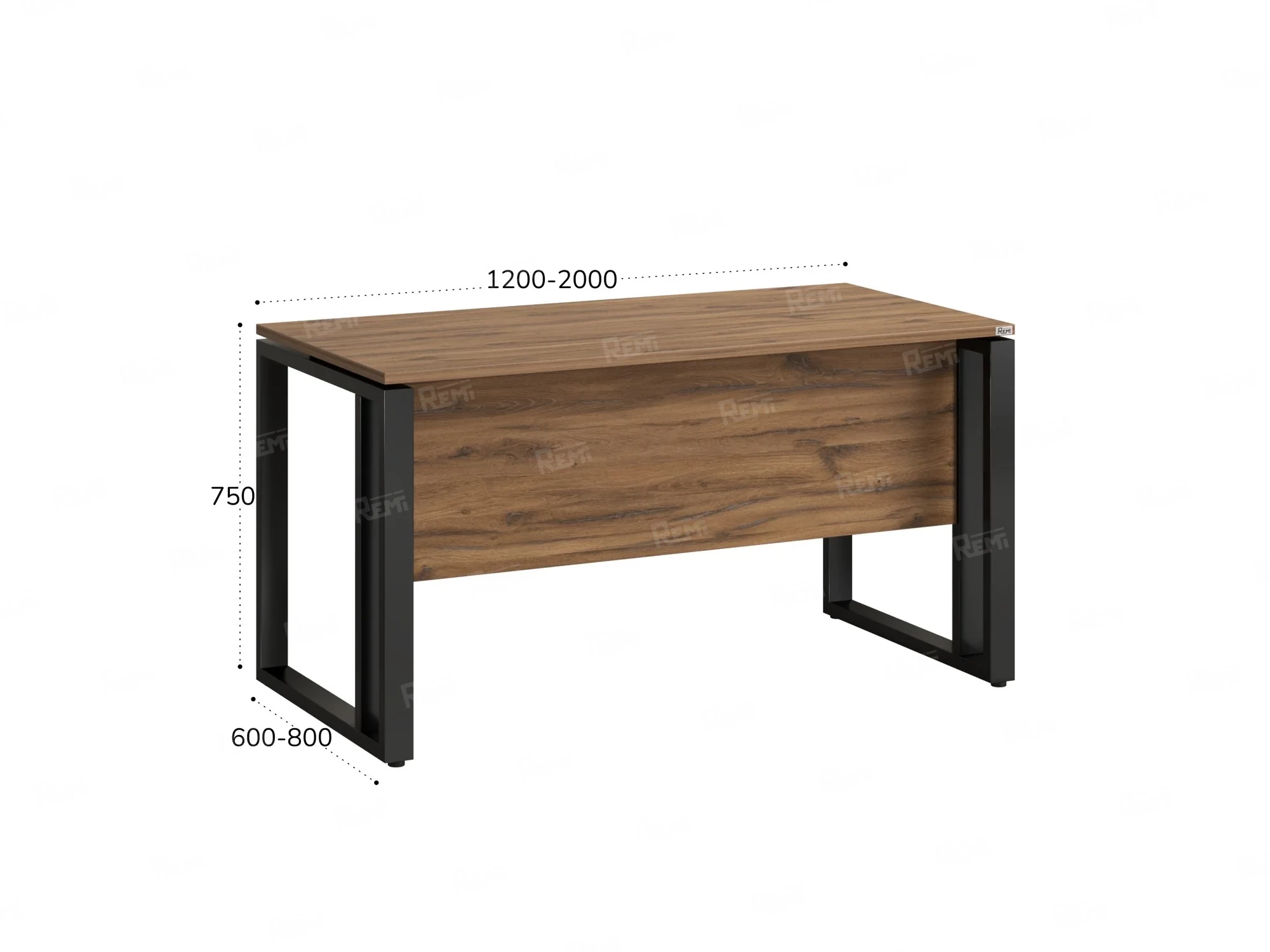 Стол прямой на О-образных опорах с экраном ЛДСП 1200x800x750 RM041-12x8 Юстус/Черный