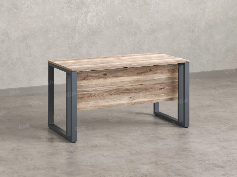 Стол прямой на О-образных опорах с экраном ЛДСП 1600x900x750 RM041-16x9 Дуб Маувелла/Серый