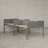 Бенч-система, 4 рабочих места, на П-образных опорах, 8 тканевых экранов 1000x1200x750 RM166-1-10x12 Вяз Швейцарский светлый/Серый