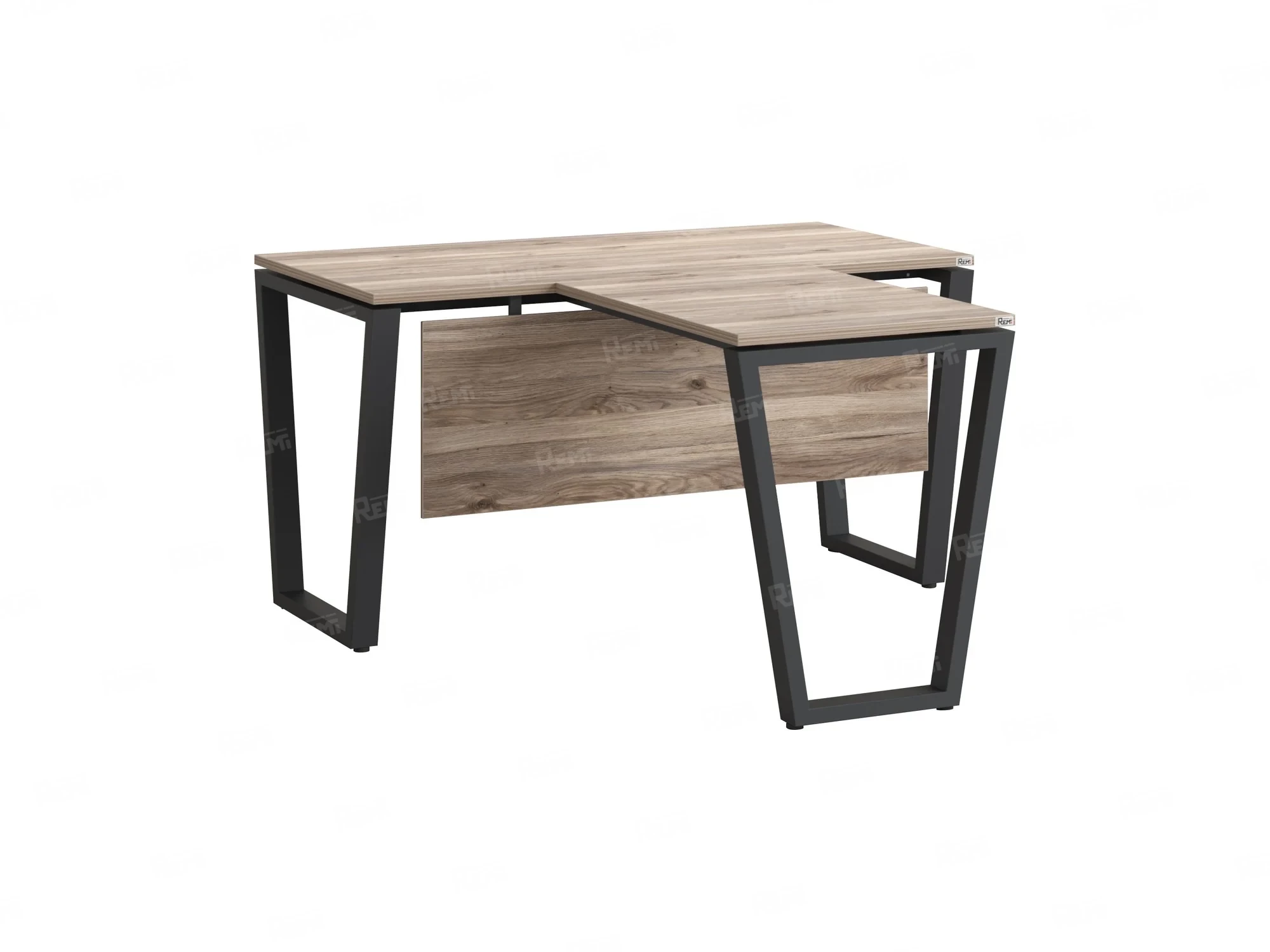 Стол с брифингом с парящей столешницей на U-образных опорах с экраном ЛДСП RM047-18x7 1800x2500x750 Дуб Маувелла/Серый