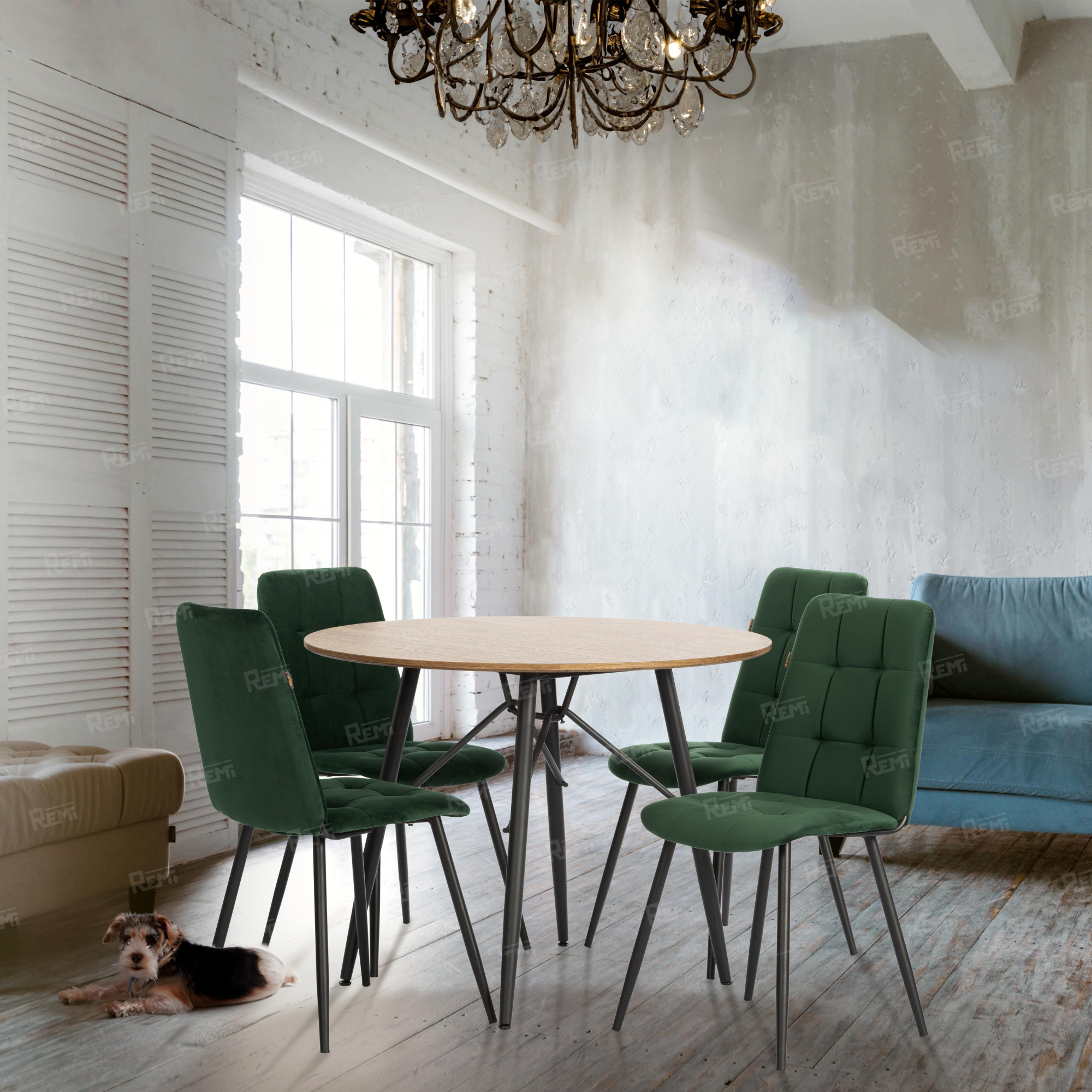 Стул обеденный Asti Изумрудный/Изумрудный, Велюр (арт. 24297)