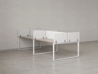 Бенч-система, 4 рабочих места, на О-образных опорах, 8 тканевых экранов 2400x1200x750 RM170-1-12x12 Дуб Маувелла/Белый