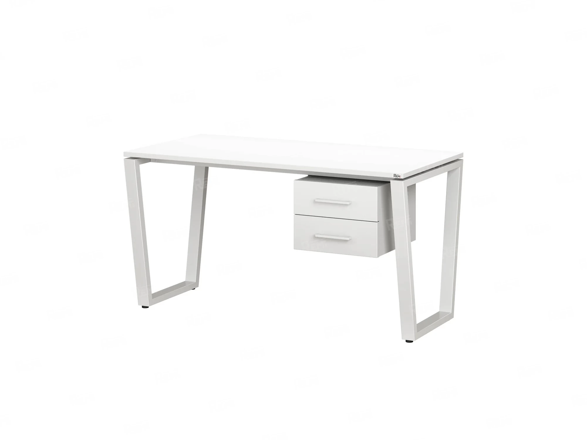 Стол прямой с подвесной тумбой 2 ящика, U-опора 1800x700x750 RM035-18x7 Белый/Белый
