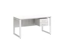 Стол прямой, подвесная тумба, ЛДСП экран, О-опора 1800x700x750 RM033-18x7 Белый/Белый