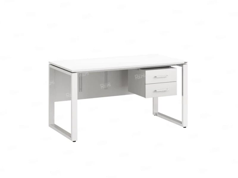 Стол прямой, подвесная тумба, ЛДСП экран, О-опора 1800x700x750 RM033-18x7 Белый/Белый