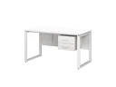 Стол прямой, подвесная тумба, ЛДСП экран, О-опора 1800x700x750 RM033-18x7 Белый/Белый