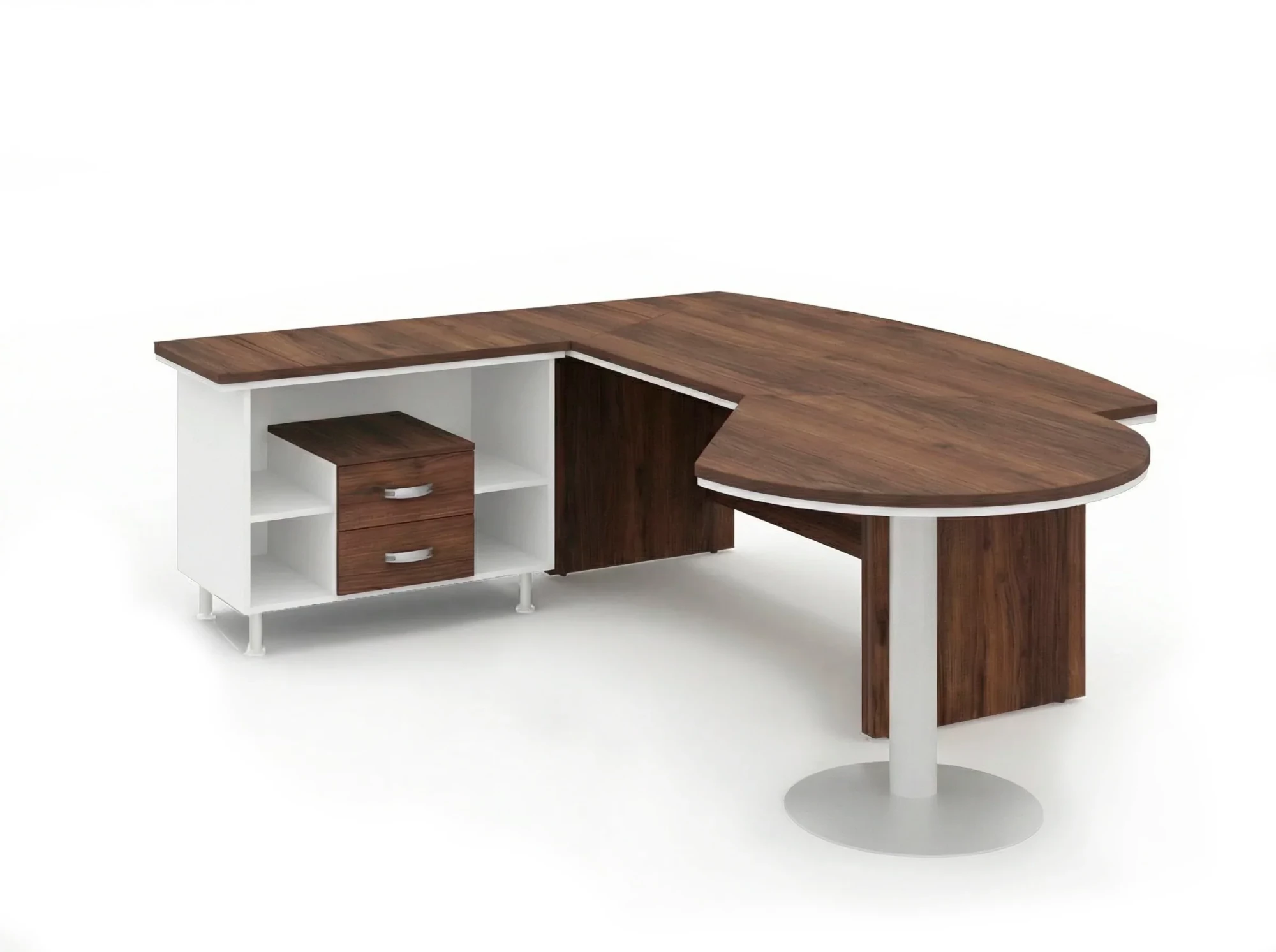 BRL RB072-215x200L Стол рук-ля L угловой с брифингом и тумбой 2 ящика 2150х2000х760 Венге/Белый