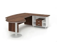 BRL RB072-255x200R Стол рук-ля R угловой с брифингом и тумбой 2 ящика 2550х2000х760 Венге/Белый