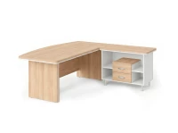 BRL RB070-160x200R Стол руководителя угловой R с тумбой 2 ящика 1600х2000х760 Акация/Белый