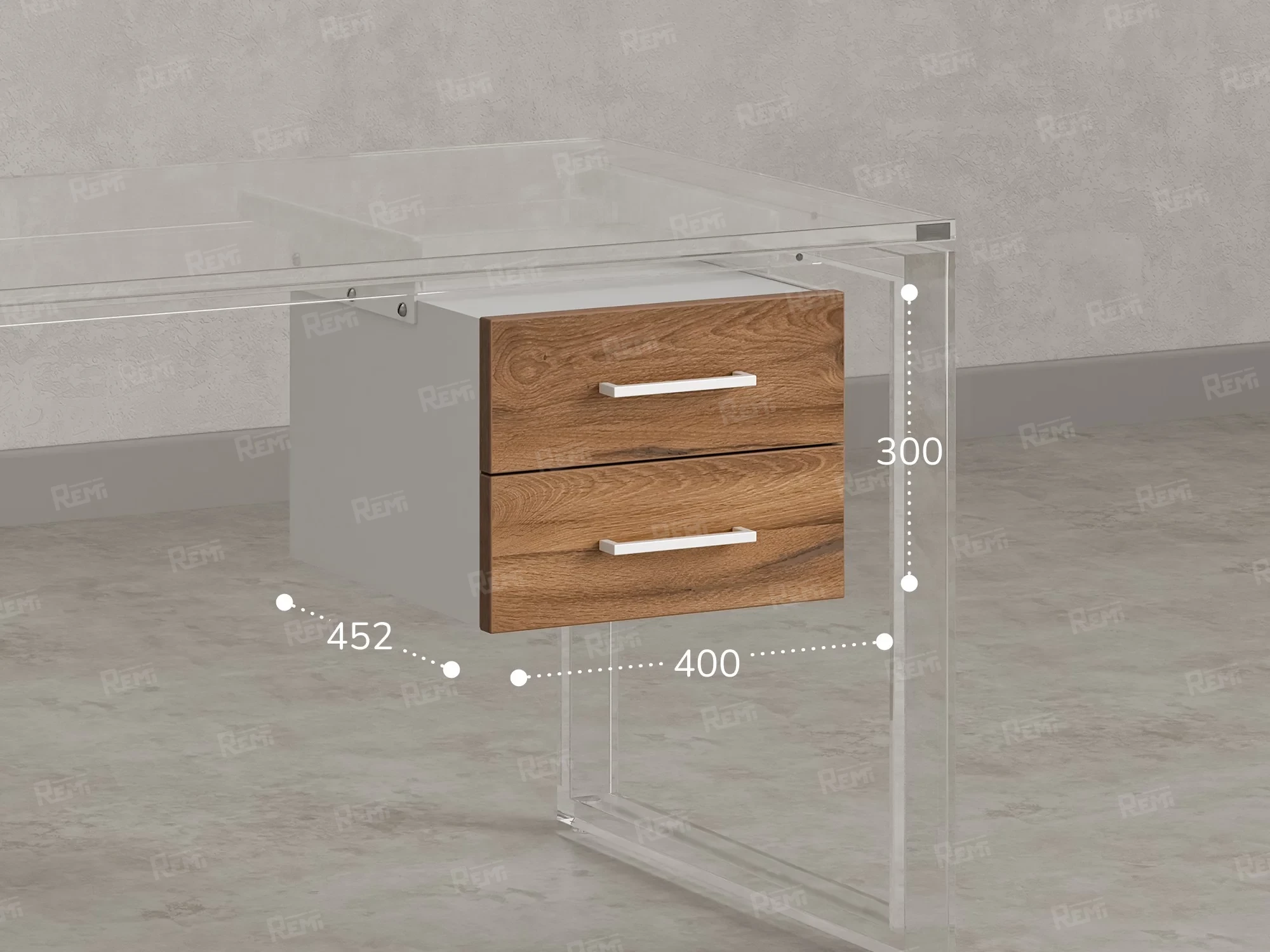 Тумба подвесная, два ящика 400x452x300 RM201-16х8 Юстус/Белый