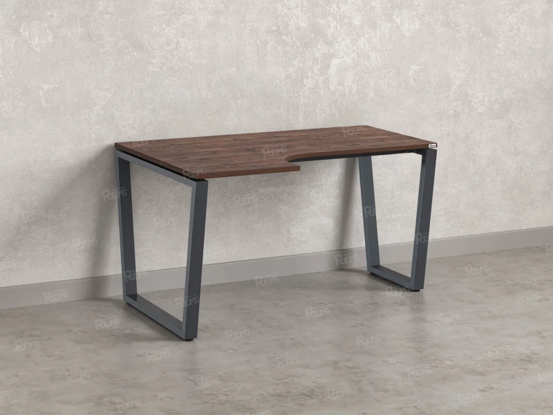 Стол угловой, U-опора, левый 1800x800/1000x750, RM051-18x8-10 Дуб Апрельский шоколад/Серый