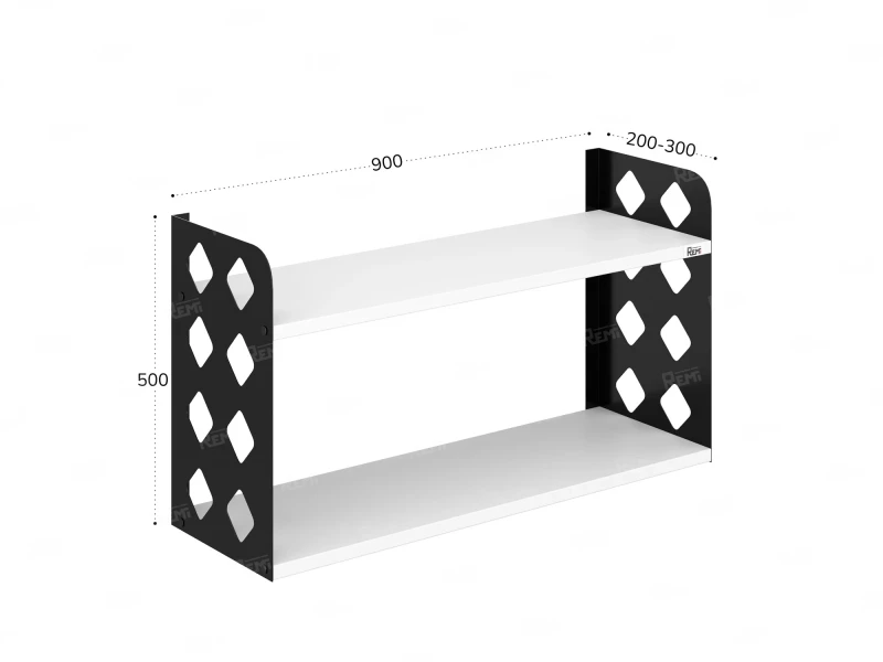 Полка настенная 900x300x500 RM192-90x30 Белый/Черный