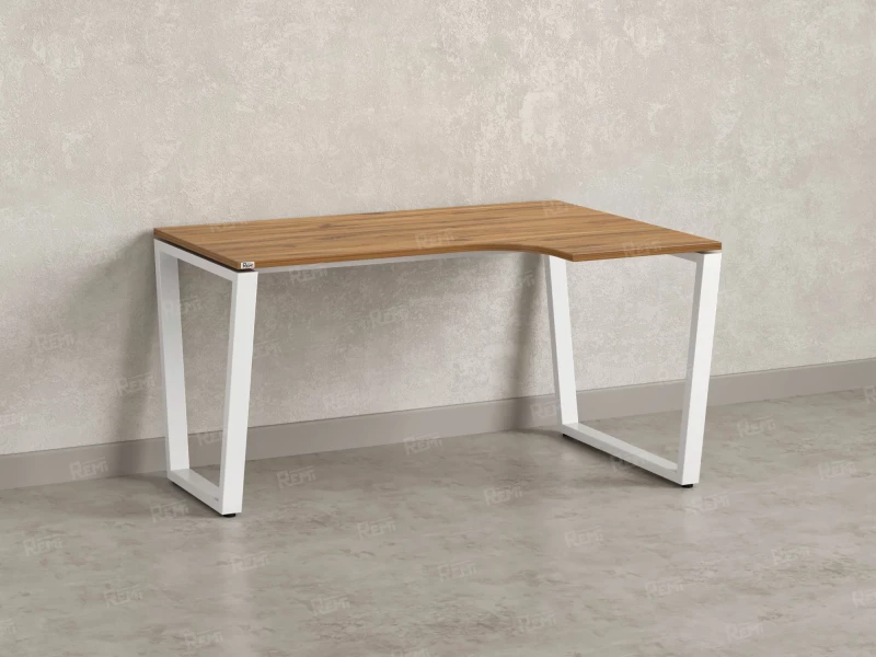 Стол угловой, U-опора, правый 1800x900/1200x750, RM050-18x9-12 Дуб Юстус/Белый