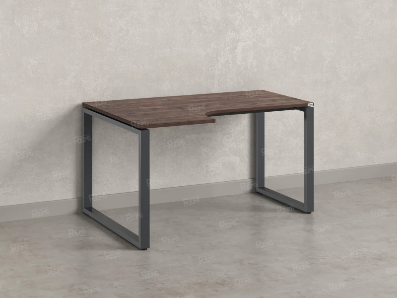 Стол угловой, О-опора, левый 1600x800/1000x750, RM055-16x8-10 Дуб Апрельский шоколад/Серый