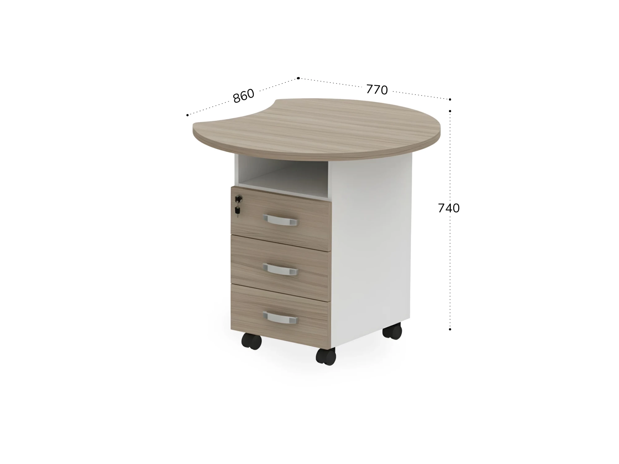 BRL RB088-77х86R Тумба приставная правая 770х860х740 Шорвуд/Белый