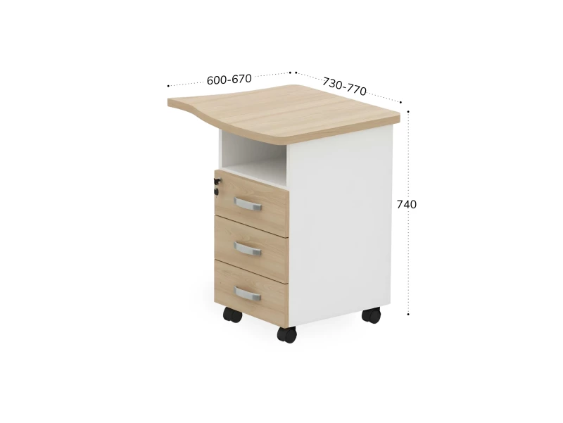 BRL RB089-73х60R Тумба приставная правая 730х600х740 Акация/Белый