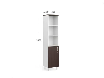 Шкаф полуоткрытый 5 уровней левый 450х430х2080 RB059-45х43L Венге/Белый