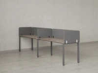 Бенч-система в 1 ряд, 2 рабочих места 5 тканевых экранов 2700x800x750 RM167-1-27x8 Дуб Маувелла/Серый