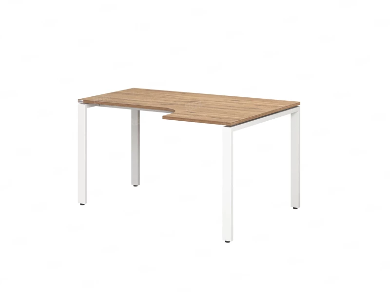 Стол угловой, П-опора, правый 1400x900/1200x750, RM052-14x9-12 Дуб Юстус/Белый