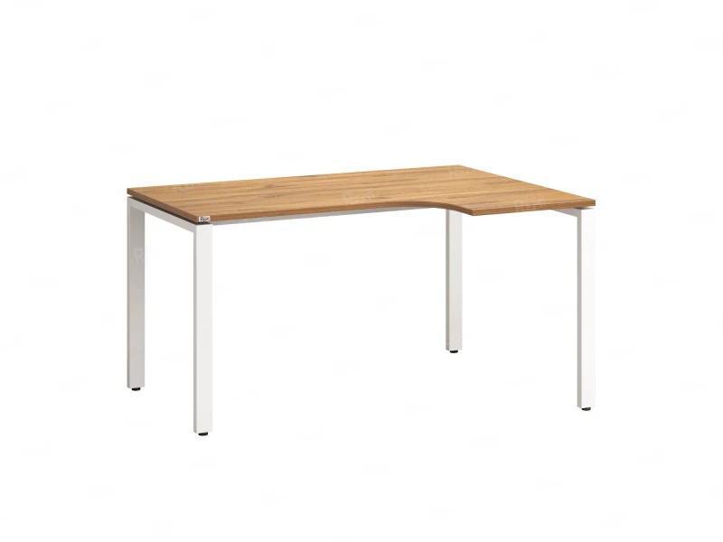 Стол угловой, П-опора, правый 1400x900/1200x750, RM052-14x9-12 Дуб Юстус/Белый